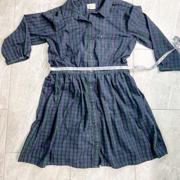 Levi’s Classic Blue Green Plaid Shirt Dress Size Large - Picture 7 of 11
